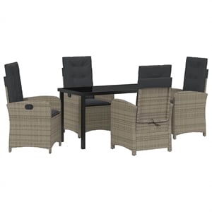 Afuera Living 5 Piece Poly Rattan Garden Dining Set with Cushions in Gray