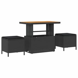 Afuera Living Contemporary Poly Rattan Garden Dining Set in Black