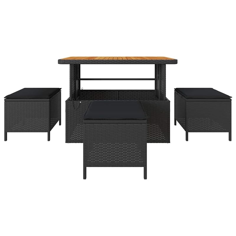 Afuera Living Contemporary Poly Rattan Garden Dining Set in Black