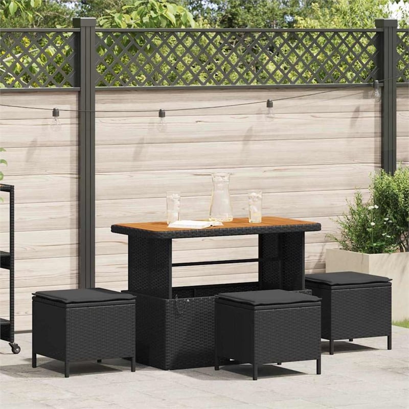 Afuera Living Contemporary Poly Rattan Garden Dining Set in Black