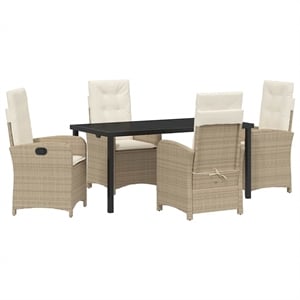 Afuera Living 5 Piece Poly Rattan Garden Dining Set with Cushions in Beige