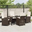 Afuera Living 5 Piece Poly Rattan Garden Dining Set with Cushions in Brown