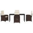 Afuera Living 5 Piece Poly Rattan Garden Dining Set with Cushions in Brown