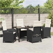 Afuera Living 5 Piece Poly Rattan Garden Dining Set with Cushions in Black