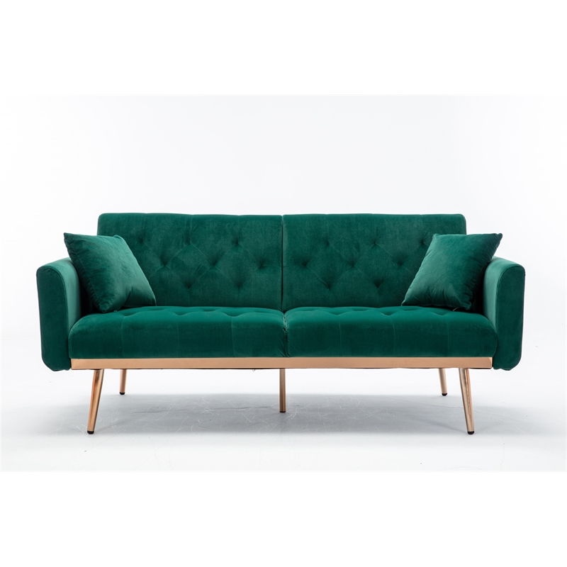 Afuera Living Velvet Convertible Sleeper Sofa with 600 lbs Capacity in Green