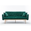 Afuera Living Velvet Convertible Sleeper Sofa with 600 lbs Capacity in Green