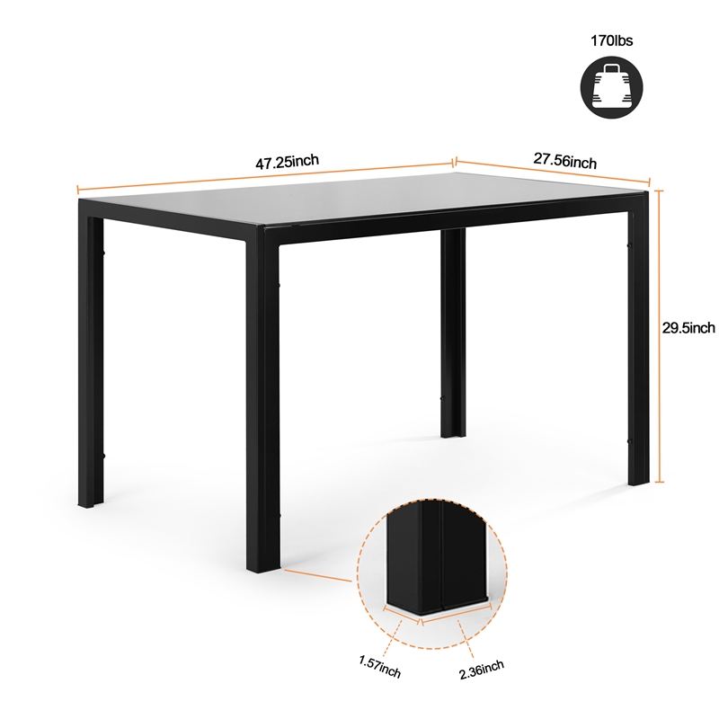 Afuera Living 5-Piece Tempered Glass Dining Table Set with Faux Leather Chairs