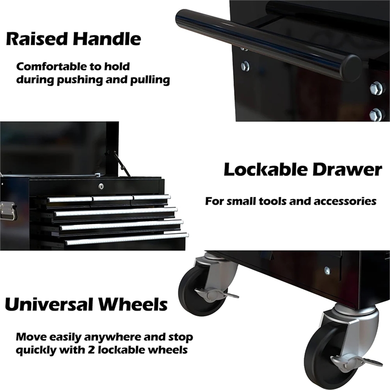 Afuera Living High Capacity 8-Drawer Tool Chest on Wheels in Black