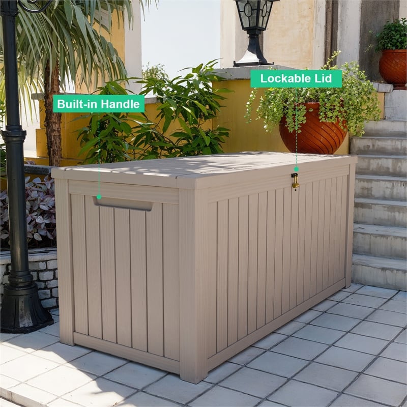 Afuera Living 180-Gallon Light Coffee Outdoor Waterproof Storage Box