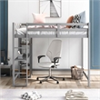 Afuera Living Full Size Wood Loft Bed with Built-In Desk & Shelves in Gray