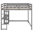 Afuera Living Full Size Wood Loft Bed with Built-In Desk & Shelves in Gray