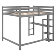 Afuera Living Full Size Wood Loft Bed with Built-In Desk & Shelves in Gray