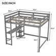 Afuera Living Full Size Wood Loft Bed with Built-In Desk & Shelves in Gray