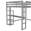 Afuera Living Full Size Wood Loft Bed with Built-In Desk & Shelves in Gray