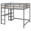 Afuera Living Full Size Wood Loft Bed with Built-In Desk & Shelves in Gray