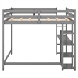 Afuera Living Full Size Wood Loft Bed with Built-In Desk & Shelves in Gray
