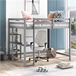 Afuera Living Full Size Wood Loft Bed with Built-In Desk & Shelves in Gray
