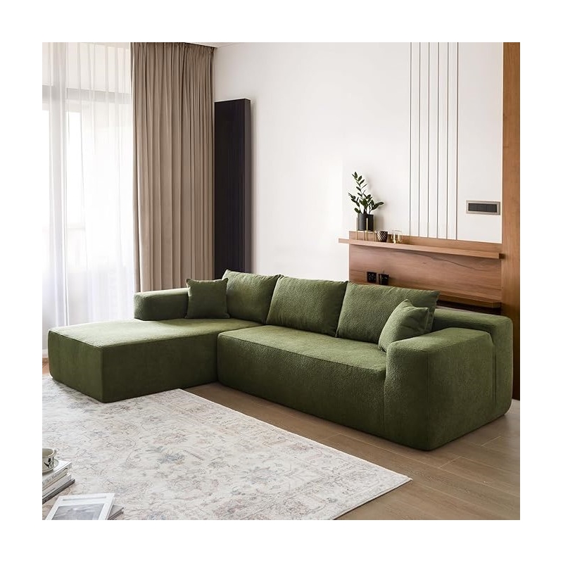 Afuera Living 2-Pc Green Chenille Floor Compressed Sofa - No Assembly Required