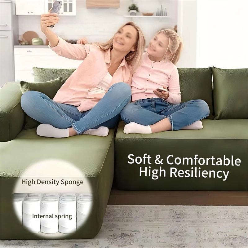 Afuera Living 2-Pc Green Chenille Floor Compressed Sofa - No Assembly Required