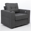 Afuera Living Gray Velvet Swivel Sofa Chair with USB Charging Port