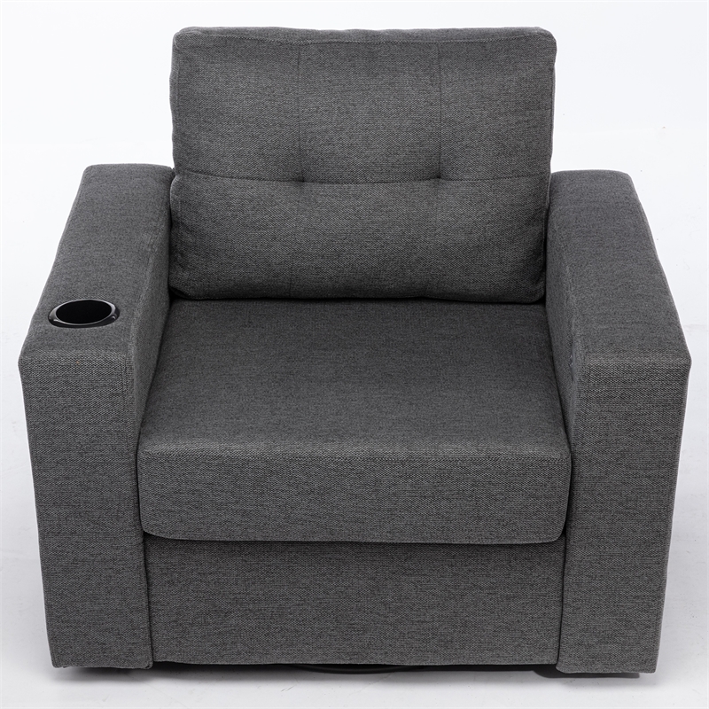 Afuera Living Gray Velvet Swivel Sofa Chair with USB Charging Port