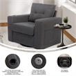 Afuera Living Gray Velvet Swivel Sofa Chair with USB Charging Port