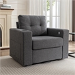 Afuera Living Gray Velvet Swivel Sofa Chair with USB Charging Port