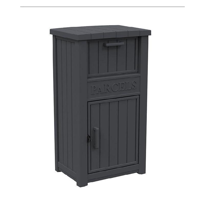 Afuera Living 48-Gallon Lockable Resin Delivery Box with Parcels Sign in Black