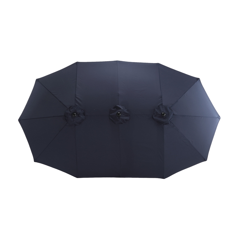 Afuera Living 14.8 Ft Navy Blue Double-Sided Outdoor Terrace Umbrella