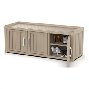 Afuera Living Resin 3-Door Shoe Cabinet with 360 lbs Capacity in Black