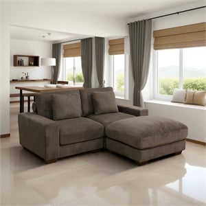 Afuera Living Brown Corduroy 3-Piece Living Room Sofa Set with Ergonomic Back