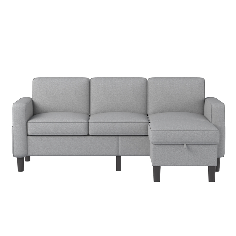 Afuera Living Gray L-Shaped Sectional Sofa with Storage Footstool