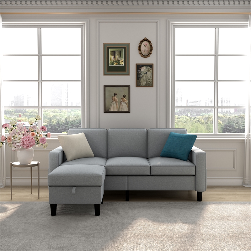 Afuera Living Gray L-Shaped Sectional Sofa with Storage Footstool
