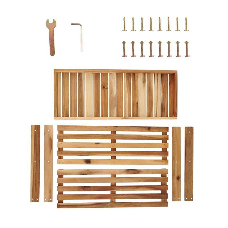 Afuera Living Acacia Wood 2-Tier Shoe Rack Bench 27.6x11x17.8 Inches
