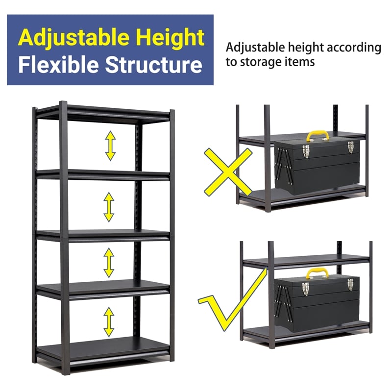 Afuera Living 63-Inch Heavy-Duty 5-Tier Metal Shelving Unit 2000 lbs Capacity
