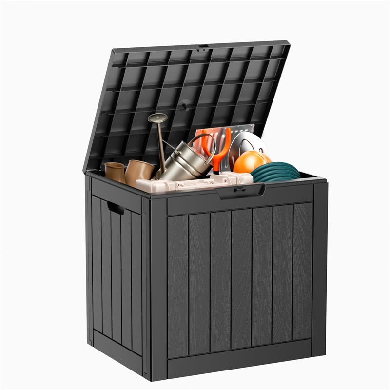 Afuera Living 30-Gallon Weatherproof Outdoor Storage Box in Black Woodgrain
