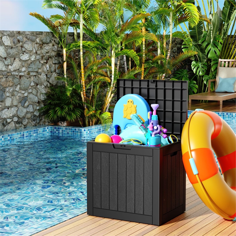 Afuera Living 30-Gallon Weatherproof Outdoor Storage Box in Black Woodgrain
