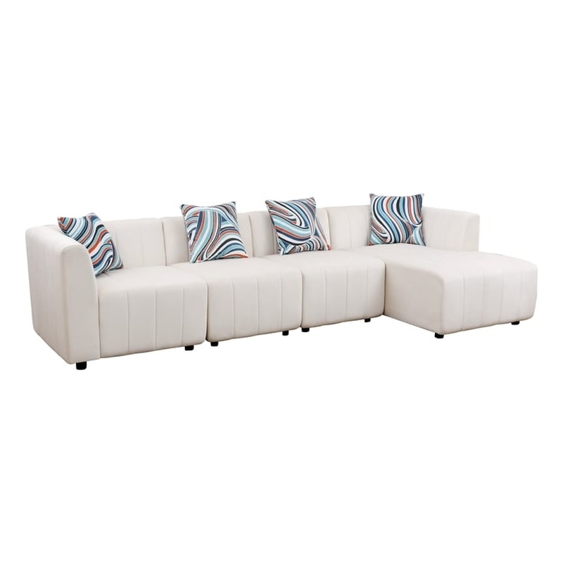 Afuera Living White Microfiber 4-Piece Living Room Sofa Set with Wood Frame