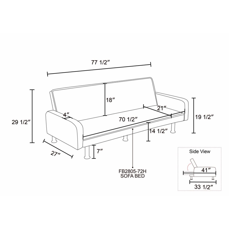 Afuera Living Brown Adjustable Sofa Bed with 3 Reclining Angles