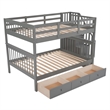 Afuera Living Full-Over-Full Bunk Bed with Stairway Drawer Storage in Gray