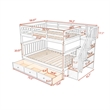 Afuera Living Full-Over-Full Bunk Bed with Stairway Drawer Storage in Gray