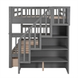 Afuera Living Full-Over-Full Bunk Bed with Stairway Drawer Storage in Gray