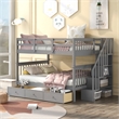 Afuera Living Full-Over-Full Bunk Bed with Stairway Drawer Storage in Gray