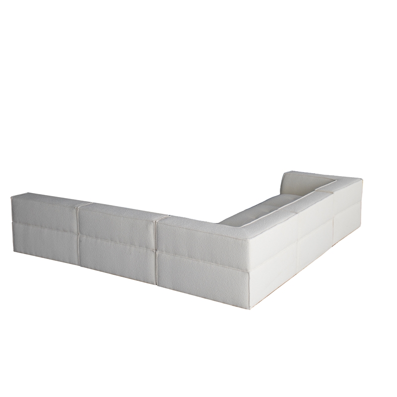 Afuera Living White Fabric Modular Sectional Sofa Ottoman with Wood Frame