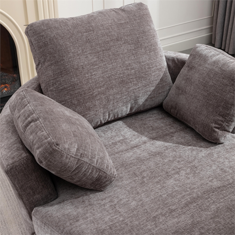 Afuera Living Extra Large Circular Swivel Chair in Gray with 3 Pillows