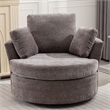 Afuera Living Extra Large Circular Swivel Chair in Gray with 3 Pillows