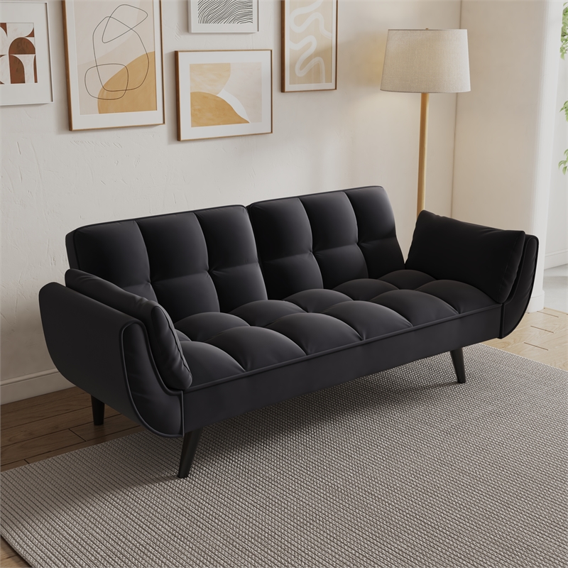 Afuera Living Velvet Convertible Sofa Bed with 3 Adjustable Positions