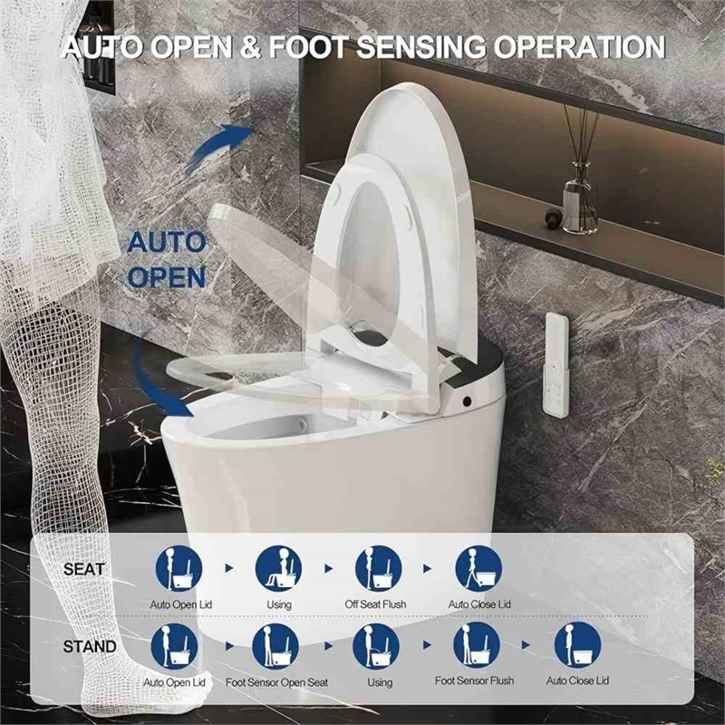 Afuera Living White Ceramic Smart Toilet with Heated Seat & Remote Control