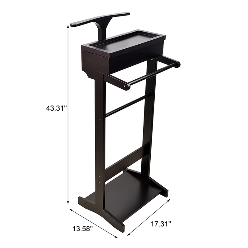 Afuera Living Wood Suit Rack with Top Shelf & Shoe Storage in Black