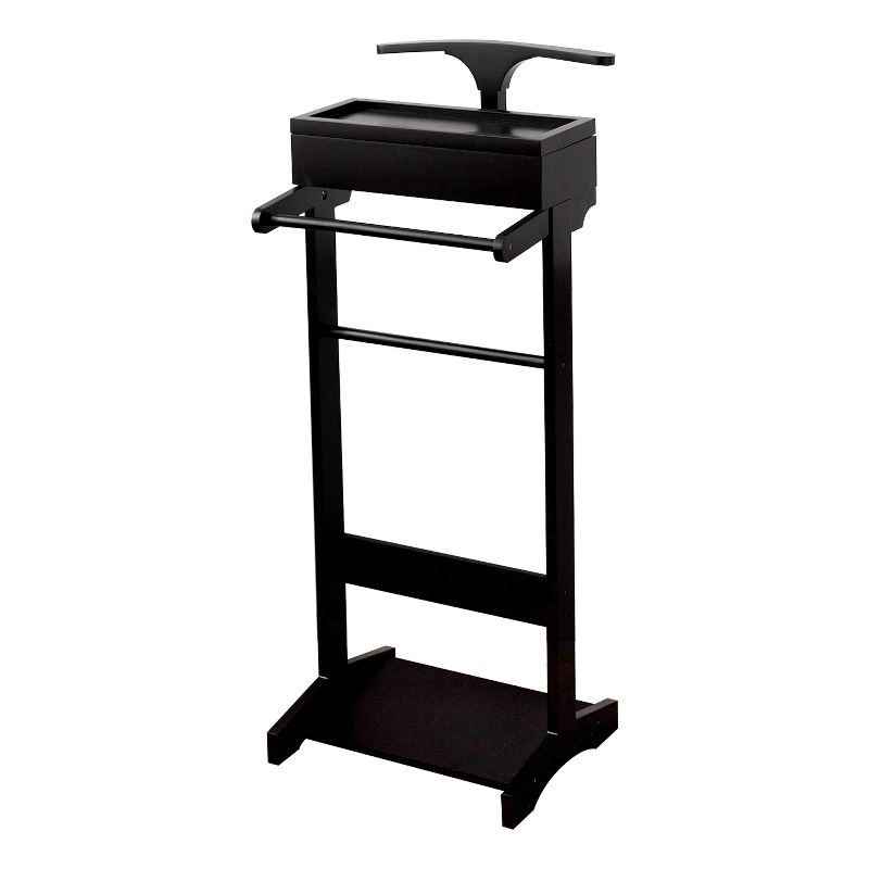 Afuera Living Wood Suit Rack with Top Shelf & Shoe Storage in Black